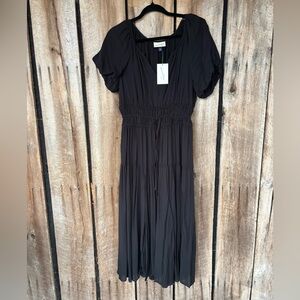 Universal Thread Black Puff Sleeve Midi Dress Cottagecore Size M NWT Boho